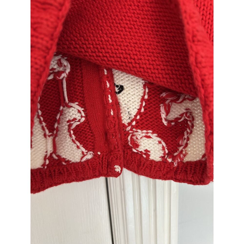 VTG Michael Simon Girls Sz 6/6X Reindeer Cardigan Red White Christmas READ - Picture 7 of 11